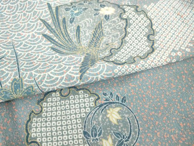 平和屋着物▽小紋 単衣 鳳凰雪輪花文 洗える着物 DAAV5740az
