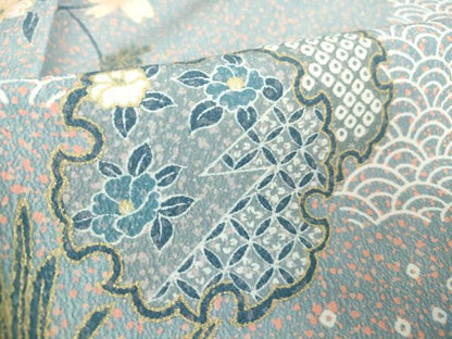 平和屋着物▽小紋 単衣 鳳凰雪輪花文 洗える着物 DAAV5740az