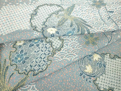 平和屋着物▽小紋 単衣 鳳凰雪輪花文 洗える着物 DAAV5740az