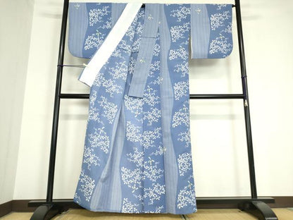 平和屋着物▽小紋 単衣 草花文 洗える着物 DAAV5741az