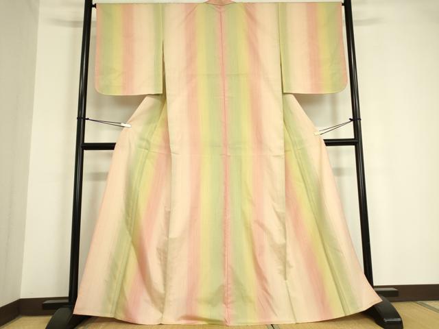 平和屋着物▽上質な紬 単衣 縞 正絹 逸品 未使用 DAAV5747az