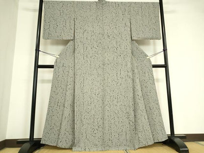 平和屋着物▽上質な小紋　単衣　杢目絞り　総絞り　正絹　逸品　DABE4554az
