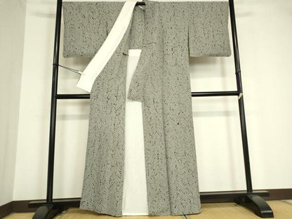 平和屋着物▽上質な小紋　単衣　杢目絞り　総絞り　正絹　逸品　DABE4554az