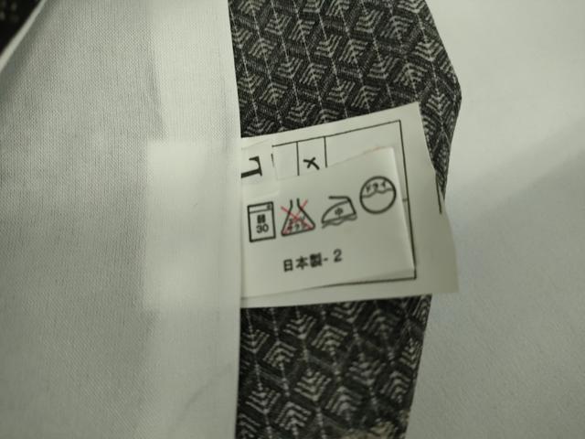 平和屋着物▽小紋 単衣 市松風景花文 黒地 洗える着物 DAAV5752az