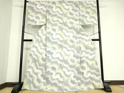 平和屋着物▽上質な小紋 単衣 霞文 正絹 逸品 DAAV5754az