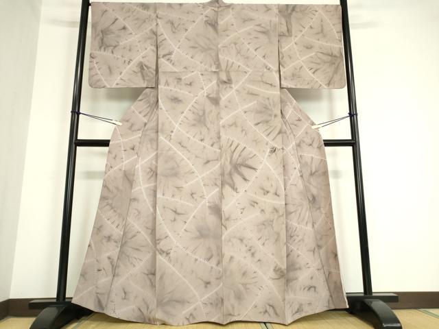 平和屋着物▽上質な小紋 単衣 絞り 霞斜線文 正絹 逸品 DAAV5758az