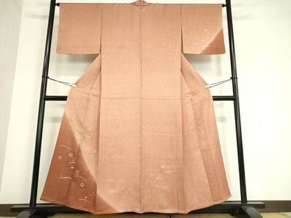 平和屋着物▽訪問着　単衣　舞花文　暈し染め　金彩　正絹　逸品　DAAV5762az