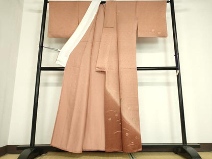平和屋着物▽訪問着　単衣　舞花文　暈し染め　金彩　正絹　逸品　DAAV5762az
