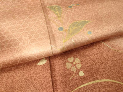 平和屋着物▽訪問着　単衣　舞花文　暈し染め　金彩　正絹　逸品　DAAV5762az