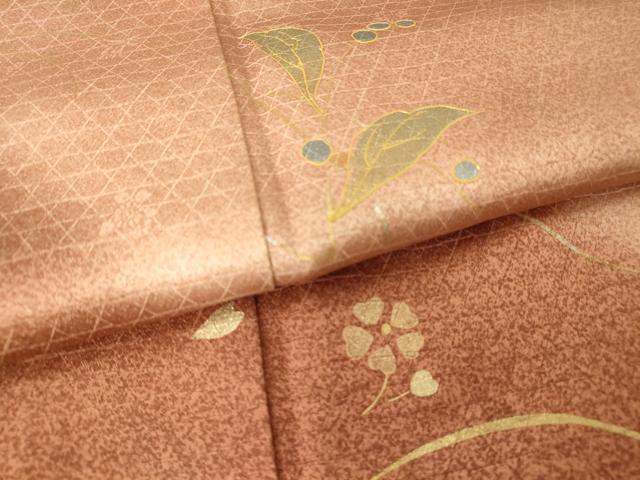 平和屋着物▽訪問着　単衣　舞花文　暈し染め　金彩　正絹　逸品　DAAV5762az