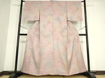 平和屋着物▽上質な小紋 単衣 草葉文 正絹 逸品 DAAV5763az