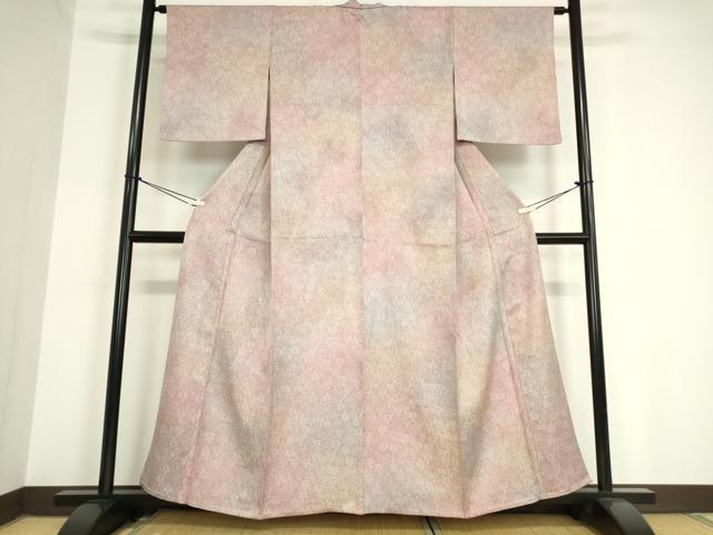 平和屋着物▽上質な小紋 単衣 草葉文 正絹 逸品 DAAV5763az