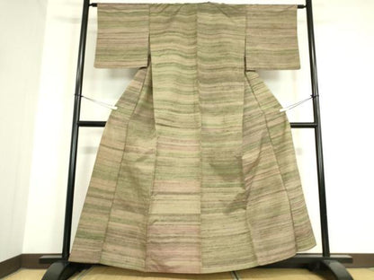 平和屋着物▽上質な紬 単衣 霞文 正絹 逸品 DAAV5768az