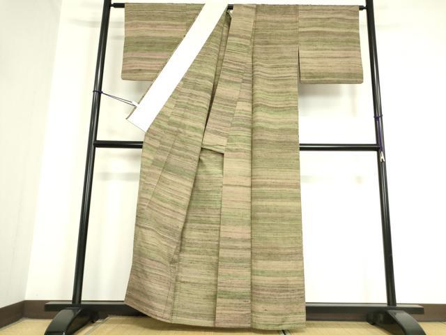平和屋着物▽上質な紬 単衣 霞文 正絹 逸品 DAAV5768az