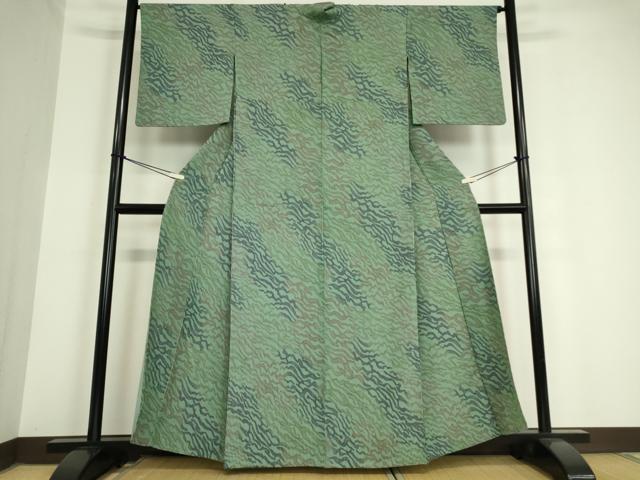 平和屋着物▽上質な小紋 単衣 変わり縞 正絹 逸品 DAAV5769az