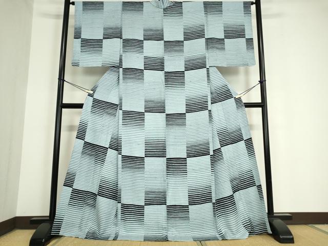 平和屋着物▽上質な小紋 単衣 変わり市松文 正絹 逸品 未使用 DAAV5770az