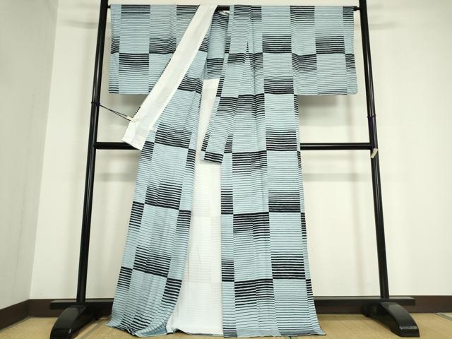 平和屋着物▽上質な小紋 単衣 変わり市松文 正絹 逸品 未使用 DAAV5770az