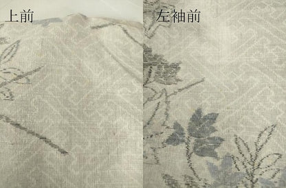 平和屋着物▽小千谷紬 単衣 雪んど 糸車 草葉文 証紙付き 正絹 逸品 DAAV5774az