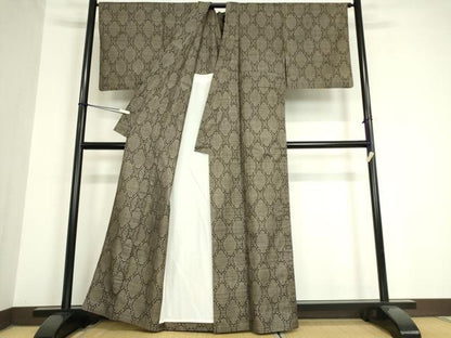 平和屋着物▽本場大島紬 単衣 7マルキ 菱繋ぎ 正絹 逸品 DAAV5776az