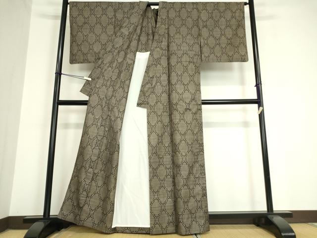 平和屋着物▽本場大島紬 単衣 7マルキ 菱繋ぎ 正絹 逸品 DAAV5776az