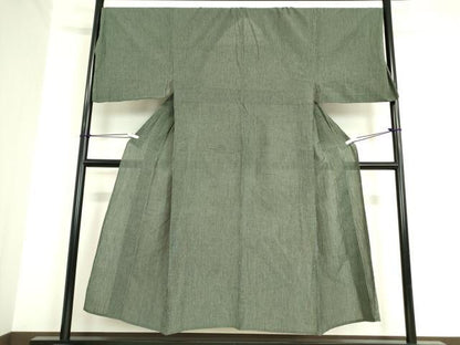 平和屋着物＊夏物　男性　織物の名産　近江ちぢみ　縞　キングサイズ　綿麻　逸品　DAAV5781az