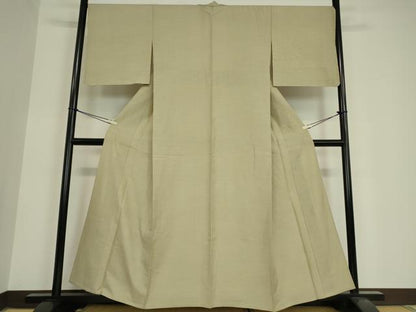 平和屋着物▽上質な紬 単衣 白橡色 正絹 逸品 DAAV5786az