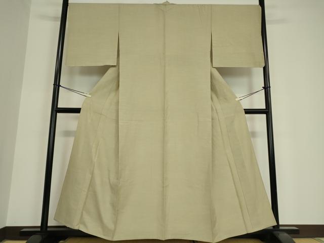 平和屋着物▽上質な紬 単衣 白橡色 正絹 逸品 DAAV5786az