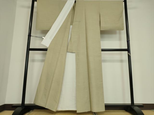 平和屋着物▽上質な紬 単衣 白橡色 正絹 逸品 DAAV5786az