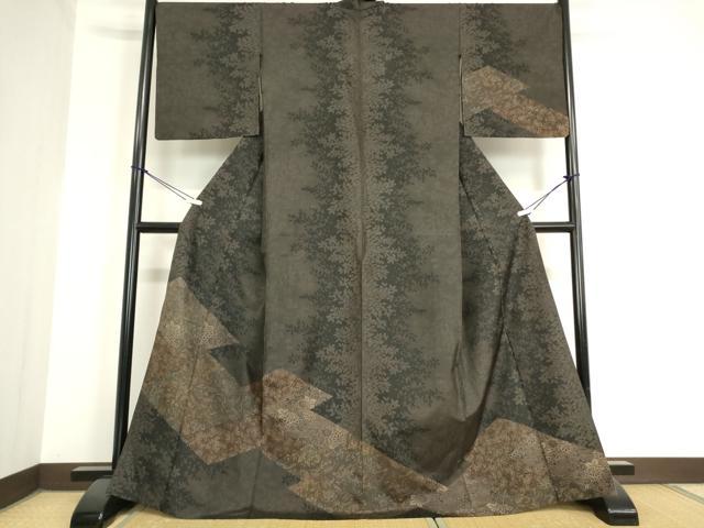 平和屋着物▽本場染大島紬 訪問着 単衣 更紗花文 正絹 逸品 DAAV5790az