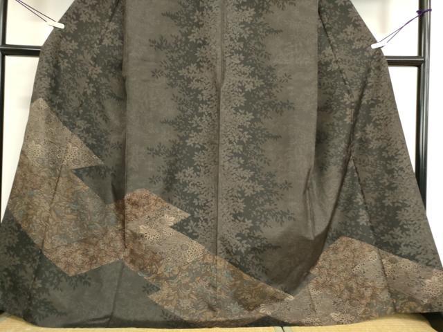 平和屋着物▽本場染大島紬 訪問着 単衣 更紗花文 正絹 逸品 DAAV5790az
