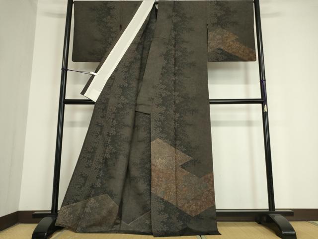 平和屋着物▽本場染大島紬 訪問着 単衣 更紗花文 正絹 逸品 DAAV5790az