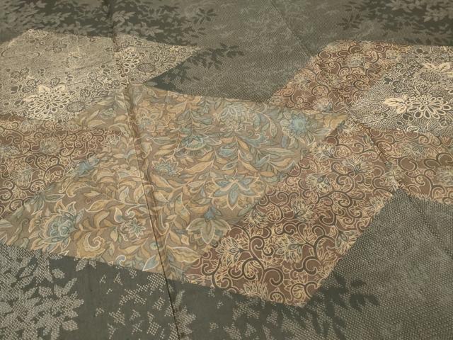 平和屋着物▽本場染大島紬 訪問着 単衣 更紗花文 正絹 逸品 DAAV5790az