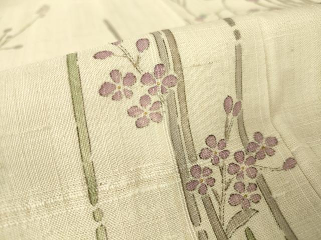 平和屋着物▽訪問着 単衣 生紬 霞枝花文 正絹 逸品 DAAV5791az