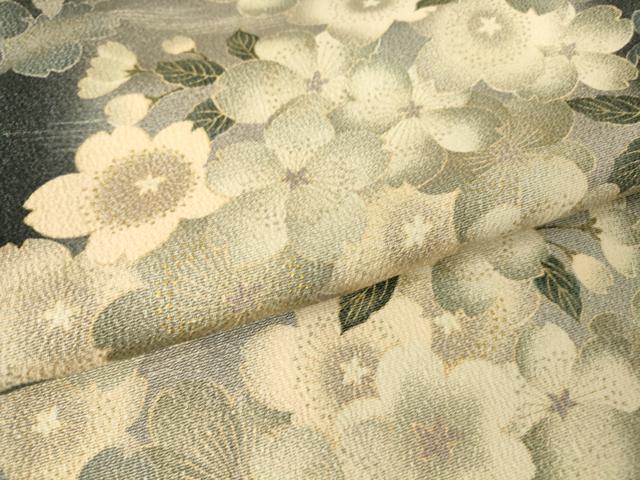 平和屋着物▽上質な小紋 単衣 舞桜文 金彩 鬼しぼ縮緬 正絹 逸品 DAAV5792az