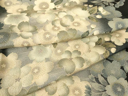 平和屋着物▽上質な小紋 単衣 舞桜文 金彩 鬼しぼ縮緬 正絹 逸品 DAAV5792az