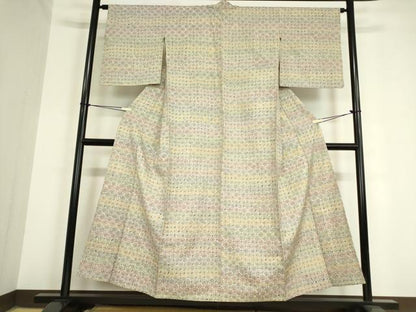 平和屋着物▽上質な紬 単衣 蜘蛛絞り 総絞り 正絹 逸品 DAAV5793az