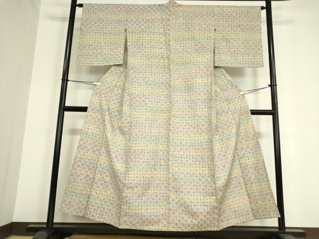 平和屋着物▽上質な紬 単衣 蜘蛛絞り 総絞り 正絹 逸品 DAAV5793az