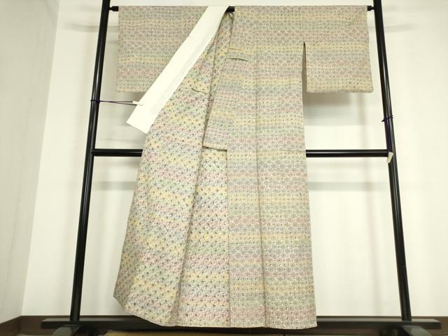 平和屋着物▽上質な紬 単衣 蜘蛛絞り 総絞り 正絹 逸品 DAAV5793az