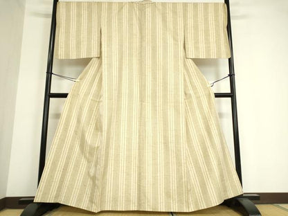 平和屋着物▽ぜんまい紬 単衣 縞 正絹 逸品 DAAV5794az