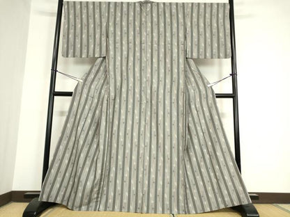 平和屋着物▽上質な紬 単衣 燕絣間道 正絹 逸品 DAAV5798az
