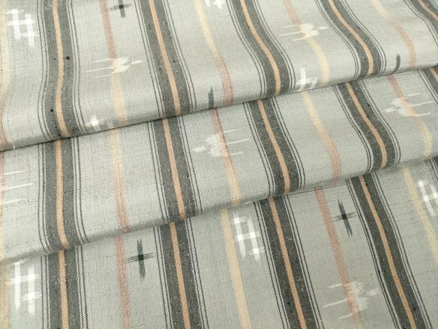 平和屋着物▽上質な紬 単衣 燕絣間道 正絹 逸品 DAAV5798az