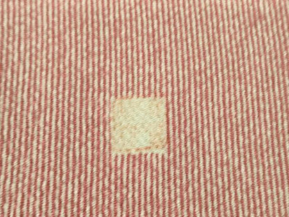 平和屋着物▽江戸小紋 単衣 作家物 万筋 臙脂色×蕎麦切色 鬼しぼ縮緬 正絹 逸品 DAAV5801az