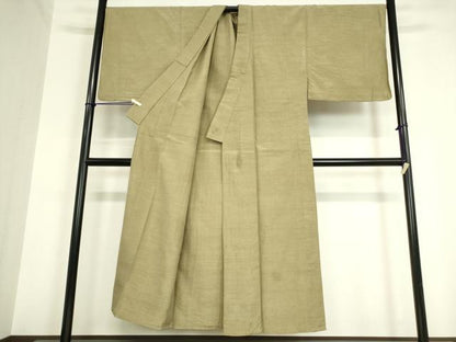 平和屋着物▽男性 紬 単衣 油色 キングサイズ 正絹 逸品 DAAV5803az