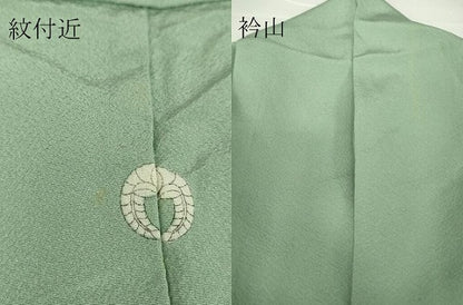 平和屋着物▽上質な色無地 単衣 千草色 正絹 逸品 DAAV5808az