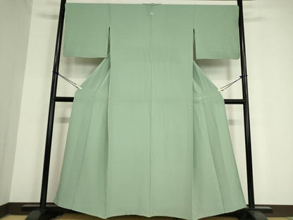 平和屋着物▽上質な色無地 単衣 千草色 正絹 逸品 DAAV5808az