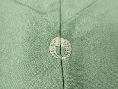 平和屋着物▽上質な色無地 単衣 千草色 正絹 逸品 DAAV5808az