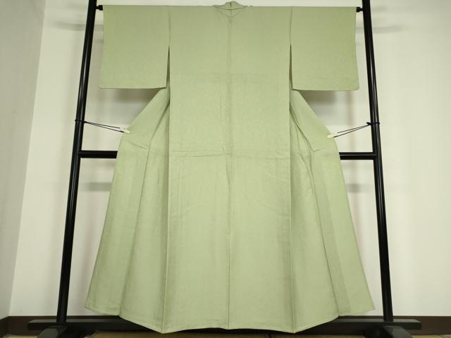 平和屋着物▽上質な色無地 単衣 霞地紋 山葵色 正絹 逸品 未使用 DAAV5810az