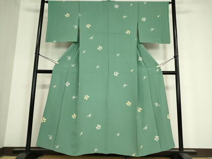 平和屋着物▽上質な小紋 単衣 舞花文 正絹 逸品 DAAV5811az