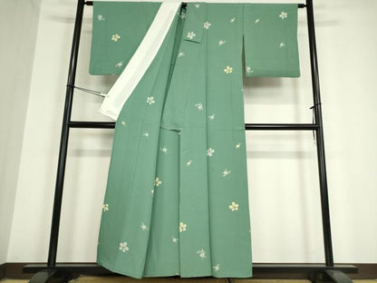 平和屋着物▽上質な小紋 単衣 舞花文 正絹 逸品 DAAV5811az