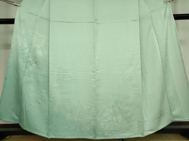 平和屋着物▽訪問着 単衣 刺繍 風景樹林文 金糸 正絹 逸品 未使用 DAAV5812az